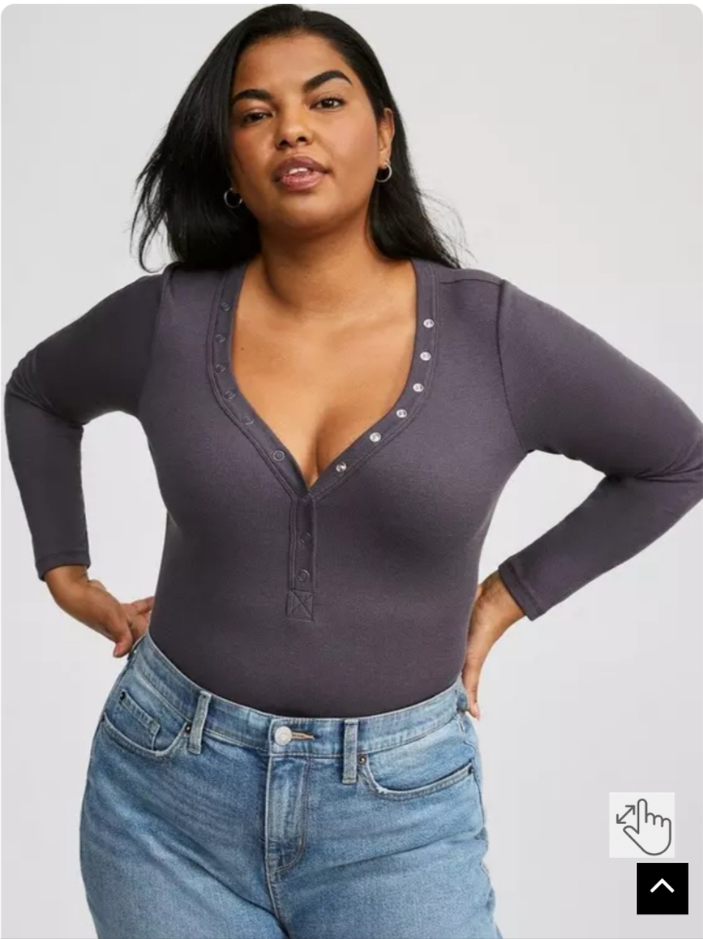 Torrid Ribbed Henley Long Sleeve Top